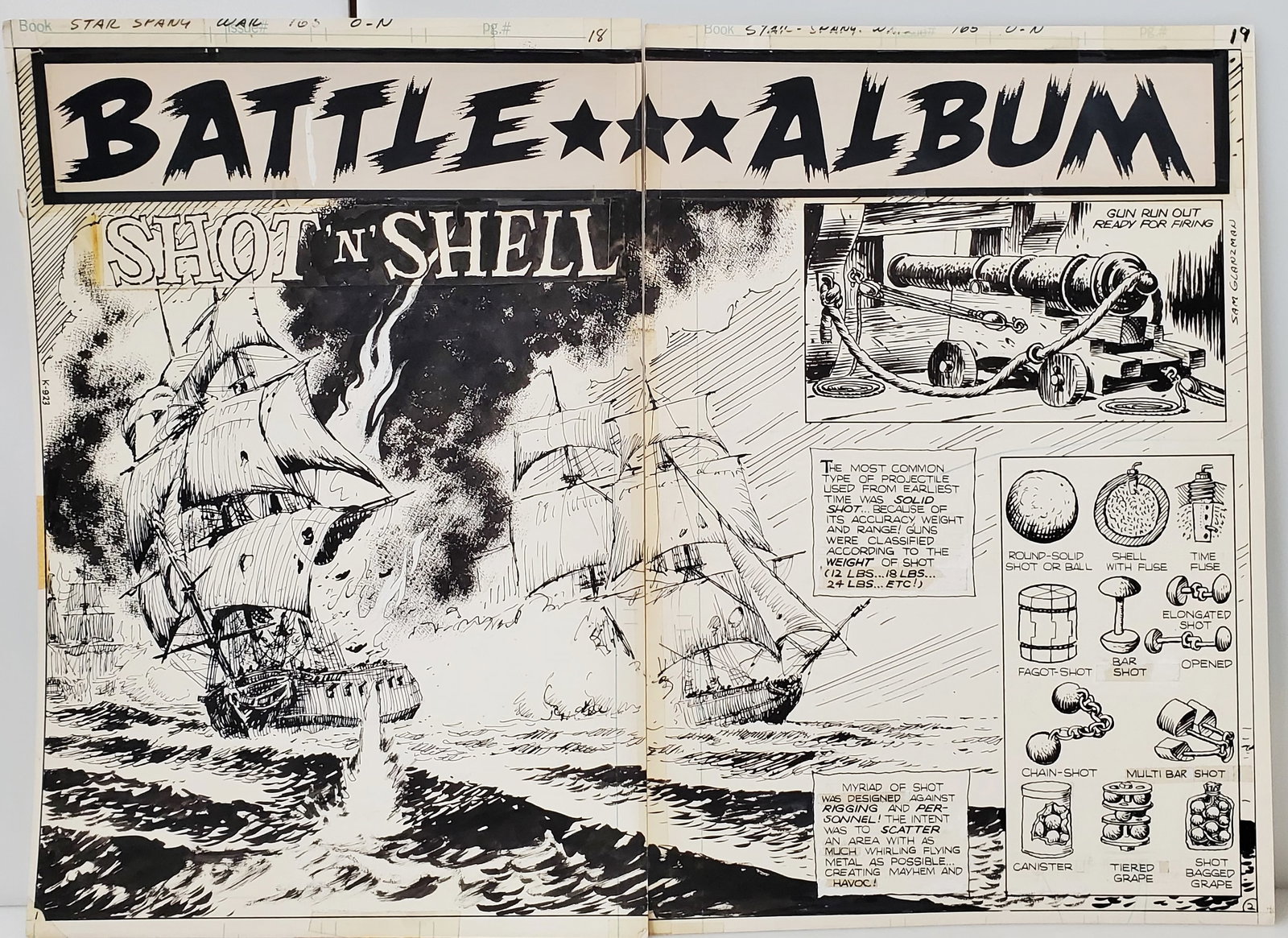 Sam Glanzman Ink Illustration Comic Star Spangled War Stories Battle Album Shot N Shell (1 of 10)