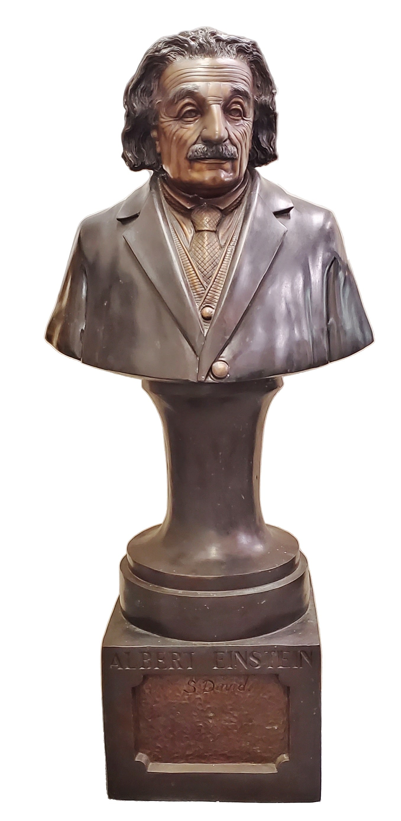 Albert Einstein Huge Bronze Bust Statue Sculpture S. David Signed (1 of 9)
