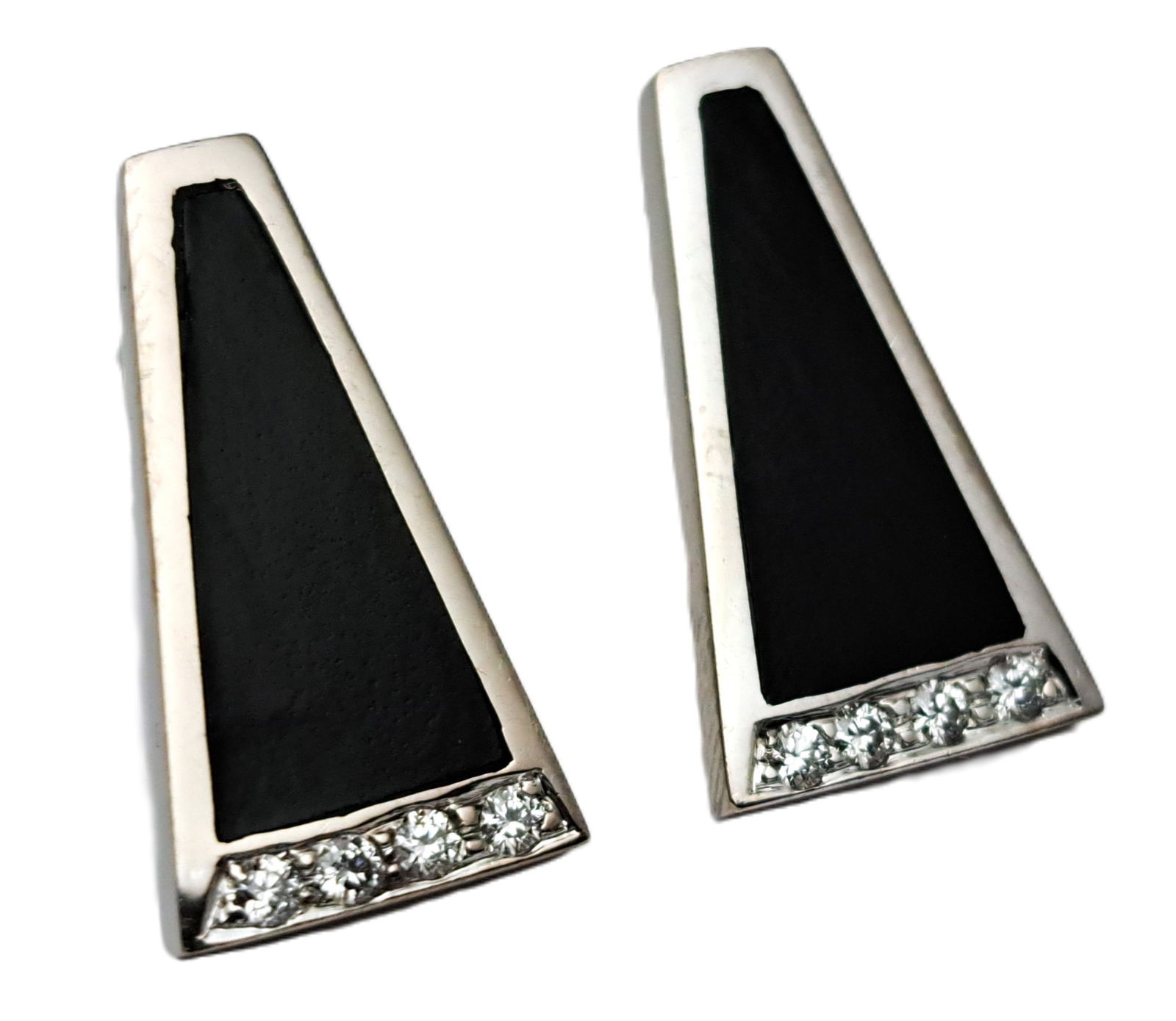 Bernard K Passman Fine Diamond Black Coral 18K White Gold Designer Earrings (1 of 6)