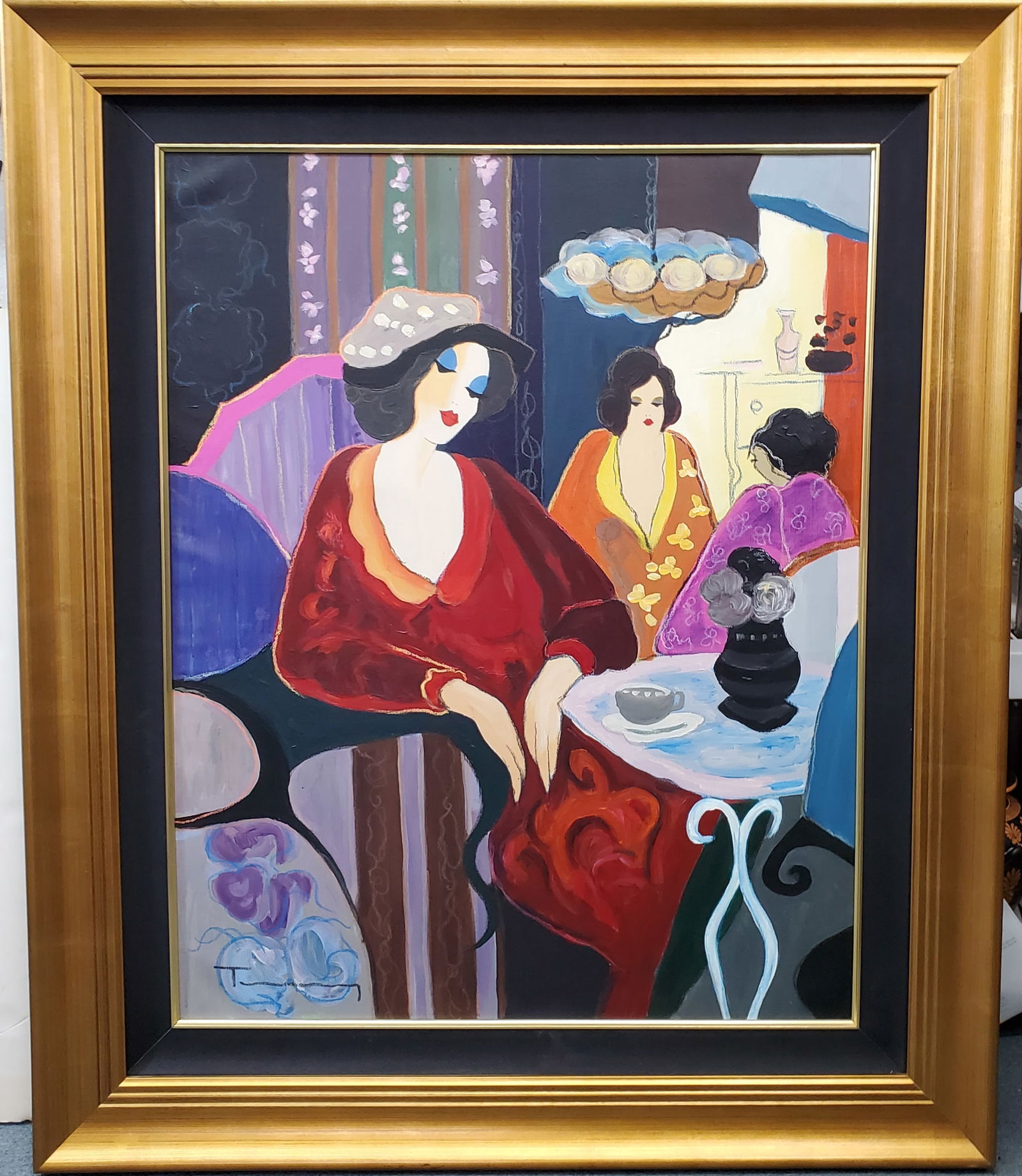 Original Painting Itzchak Tarkay Cafe Select Large Auction