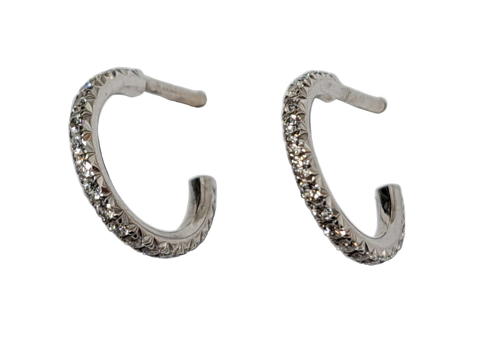 Tiffany & Co 18K White Gold 0.38ctw Fine Diamond Designer Signed Earrings Belgium w/ Pouch (1 of 10)