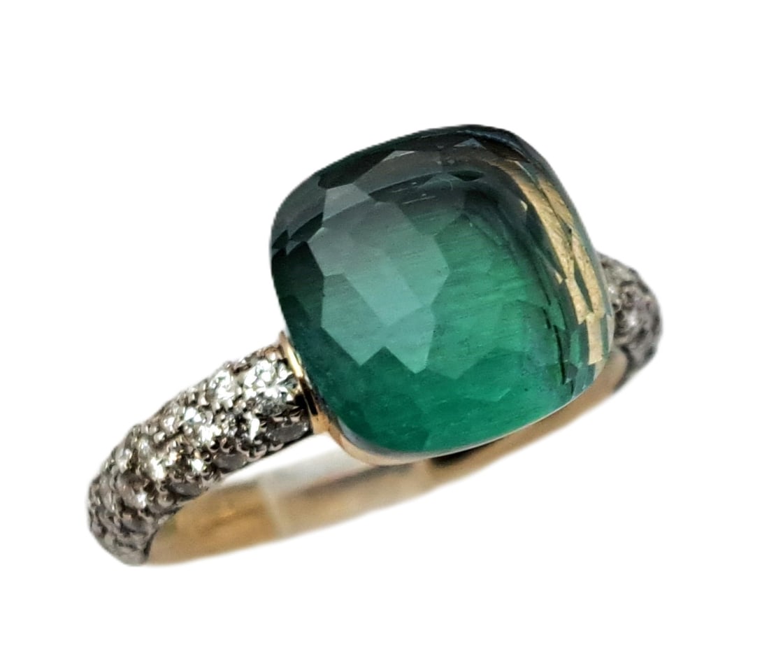 Pomellato Nudo Signed Numbered Blue Topaz Fine Diamond Designer Ladies Ring (1 of 8)