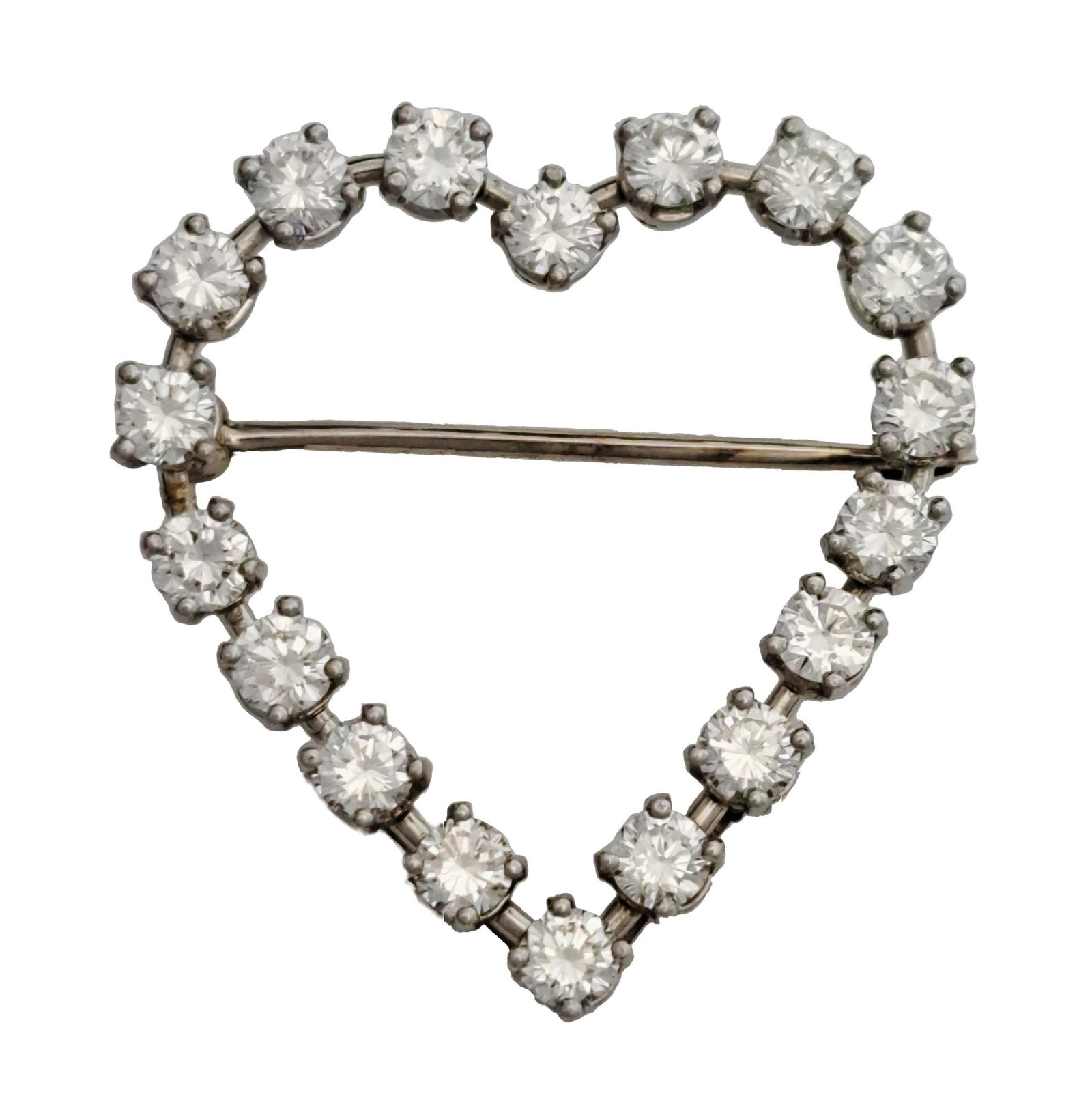 1950s Tiffany & Co 2ctw Fine Diamond Iridium Platinum Vintage Heart Brooch Pin Hess Fine Art (1 of 6)