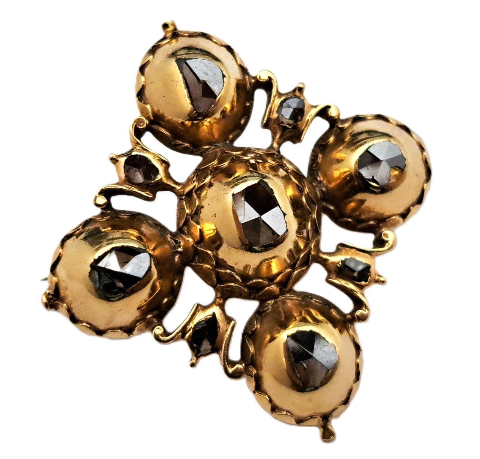 Georgian Era 1830s 18k Gold Likely Dutch Origin Rose Cut Daimond Antique Brooch Pin Hess Fine Art (1 of 6)