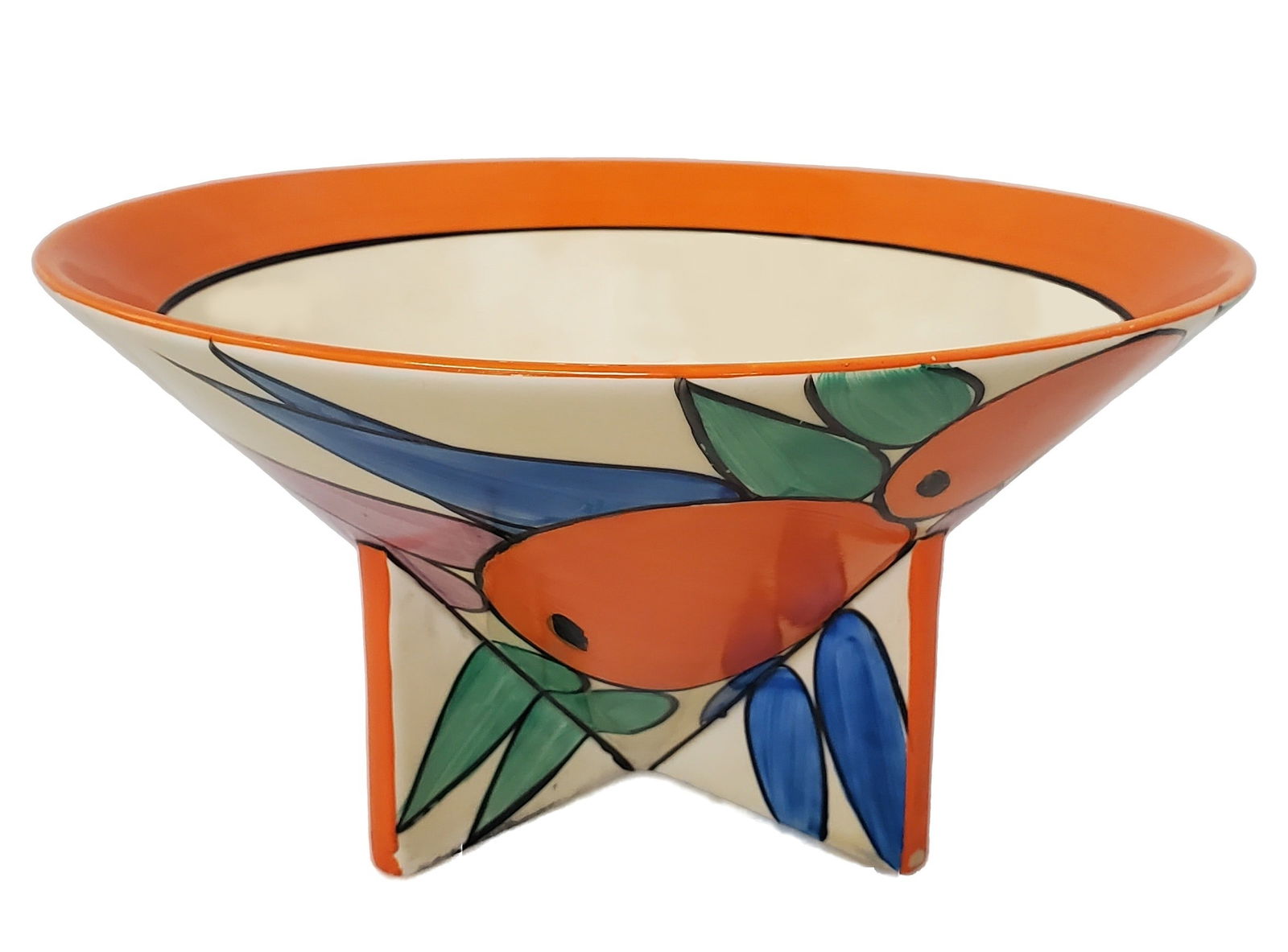 Clarice Cliff Art Deco Hand Painted English Pottery Bizarre Orange Bowl 9in Hunnicut Collection 1of (1 of 8)