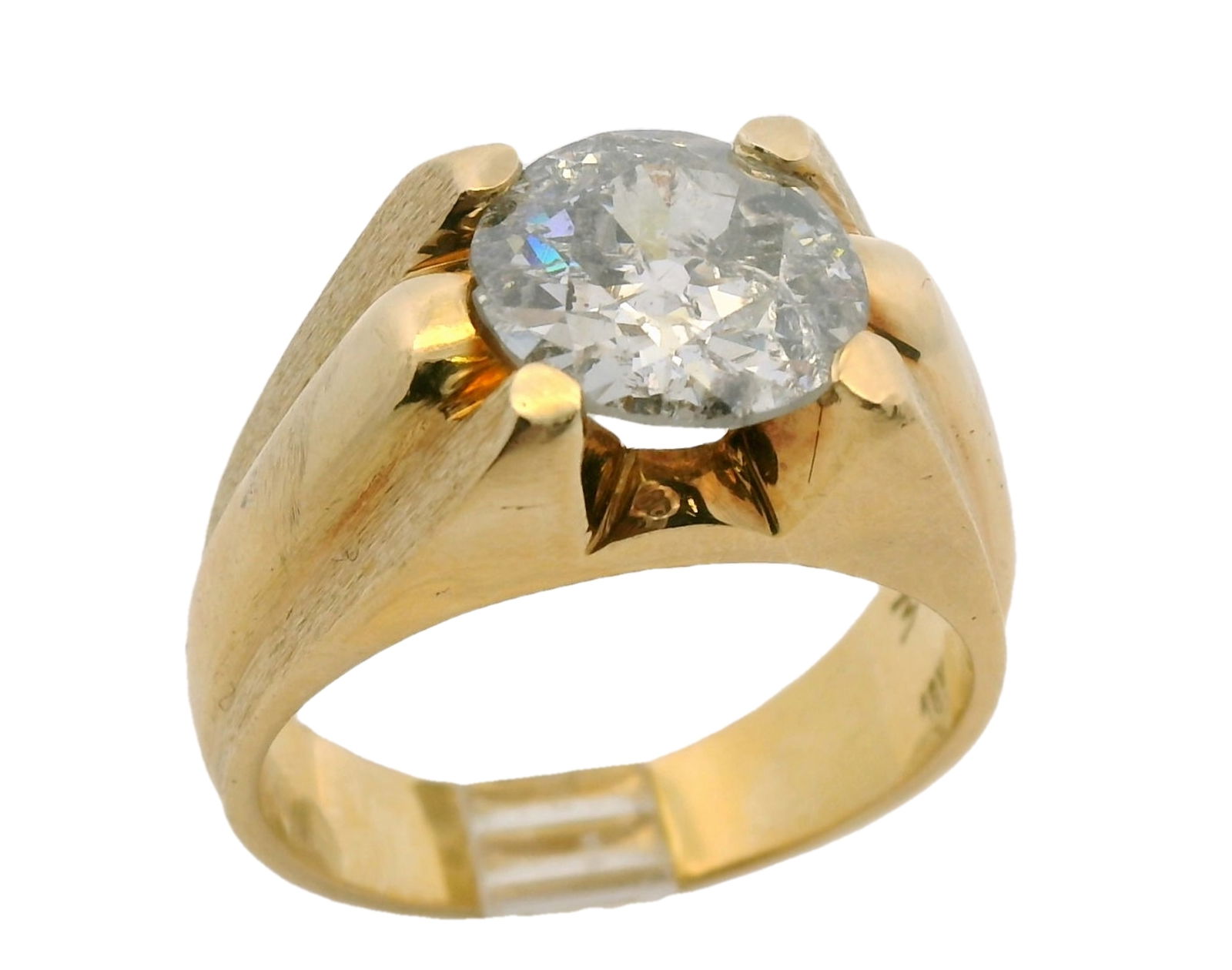 Approx. 4ct Old Euro Diamond Solitaire Heavy 18k Gold Vintage Art Deco Mens Ring (1 of 7)