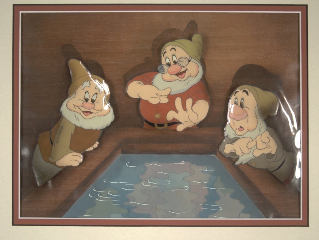 Snow White Sneezy, Happy, and Doc Walt Disney Product: Snow White Sneezy, Happy, and Doc Walt Disney Productions 1937 Snow White and the Seven Dwarves Sold on Behalf of the University of South Florida Libraries Museum Charles Mahan Collection of Original 