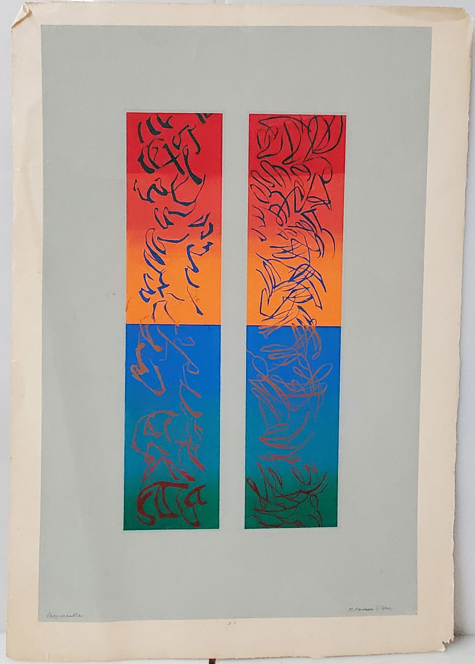 Ruth Andress Stone Lazzarrella Abstract Linocut Artists Proof Print Vintage (1 of 6)