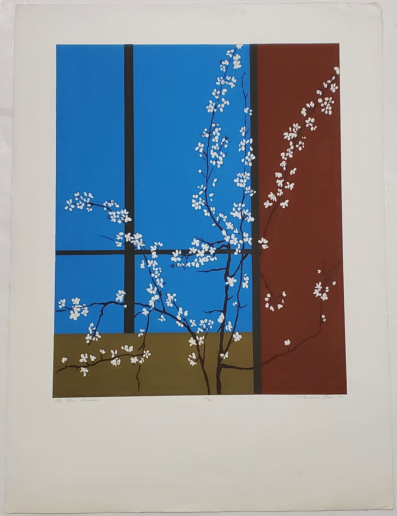Plum Blossom Vintage 1981 Limited Edition Ruth Andress Stone Linocut Print: Described By:Michelle 2024X Title: Plum Blossom Vintage 1981 Limited Edition Ruth Andress Stone Linocut Print Description: Plum Blossom Vintage 1981 Limited Edition Ruth Andress Stone Linocut Print S