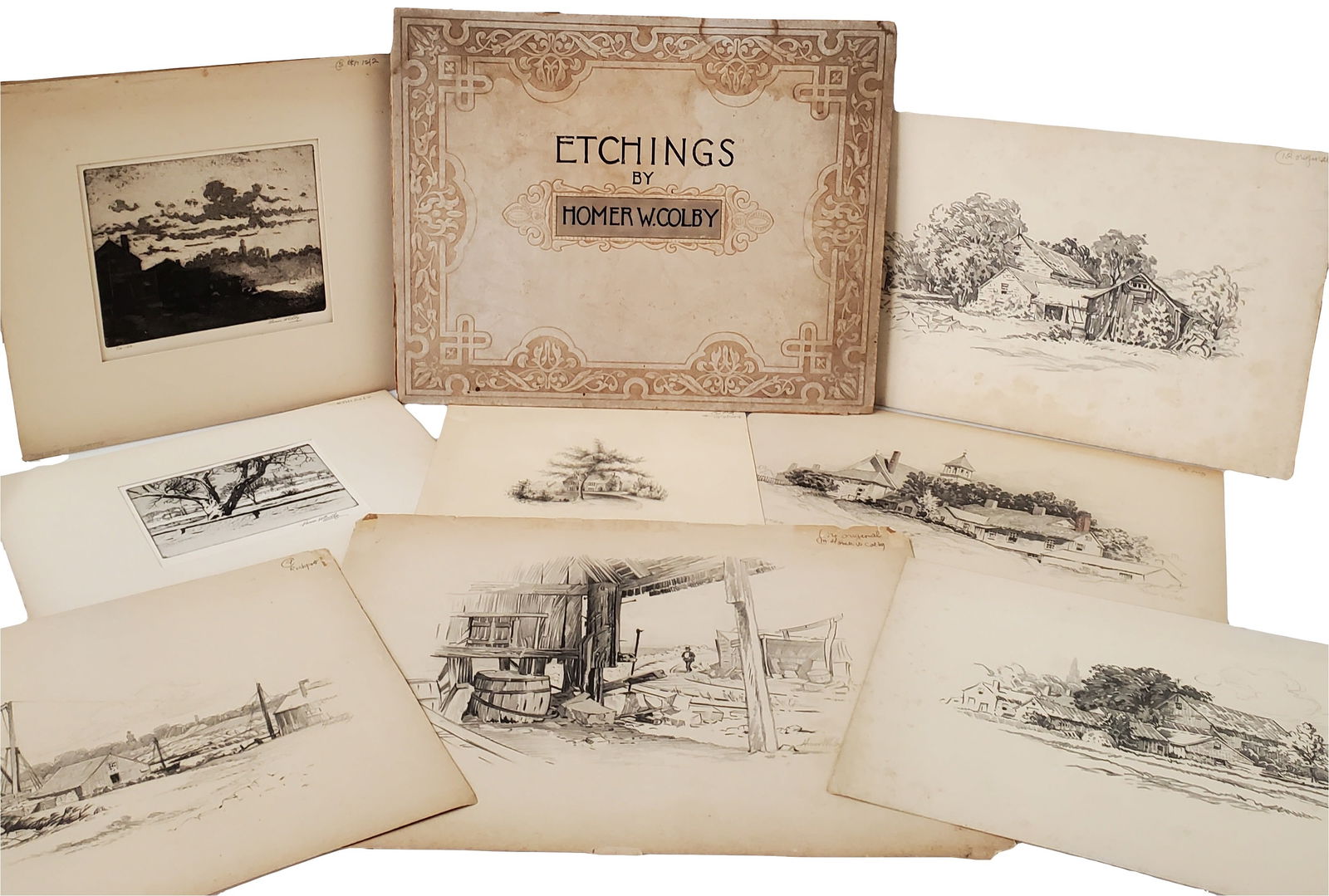 Homer Wayland Colby Maine Landscape Original Pencil Drawings Etchings (1 of 7)