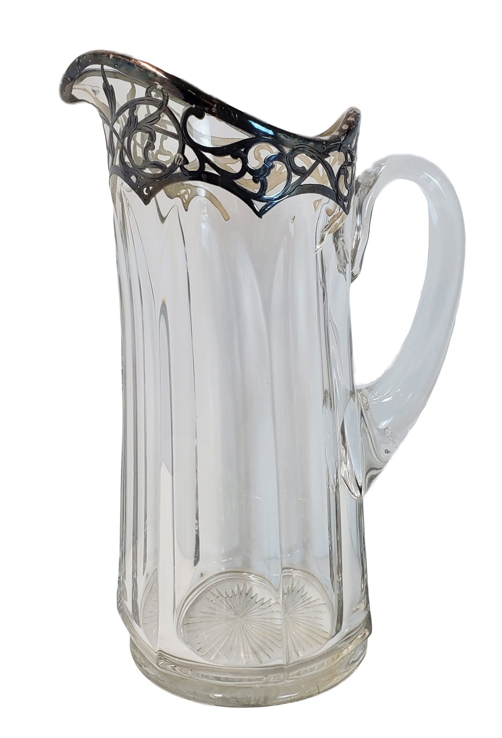 Crystal Glass Silver Overlay Vintage Pitcher (1 of 8)