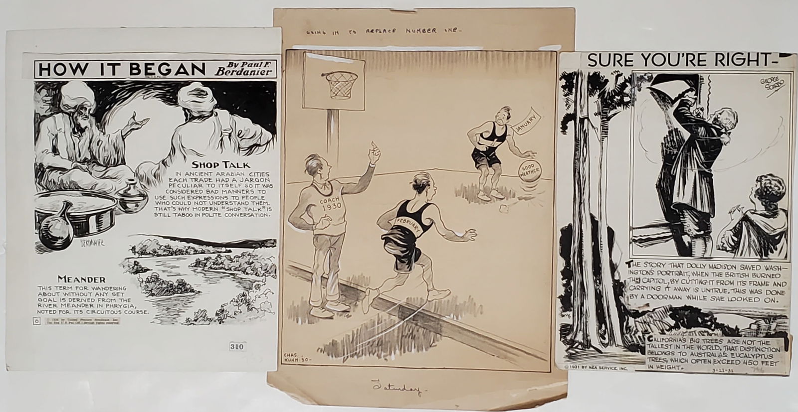 Lot of 3 Vintage Comic Newspaper Illustration Cartoon Animation Ink Charles Howard Collection (1 of 5)