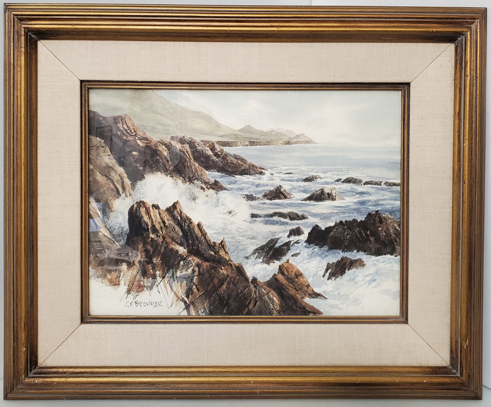 Gerald F Brommer Seascape Big Sur Surf Seascape Watercolor Painting Vintage: Described By:Michelle NODD 60591 Title: Gerald F Brommer Seascape Big Sur Surf Seascape Watercolor Painting Vintage Description: Gerald F Brommer Seascape Big Sur Surf Seascape Watercolor Painting Vin