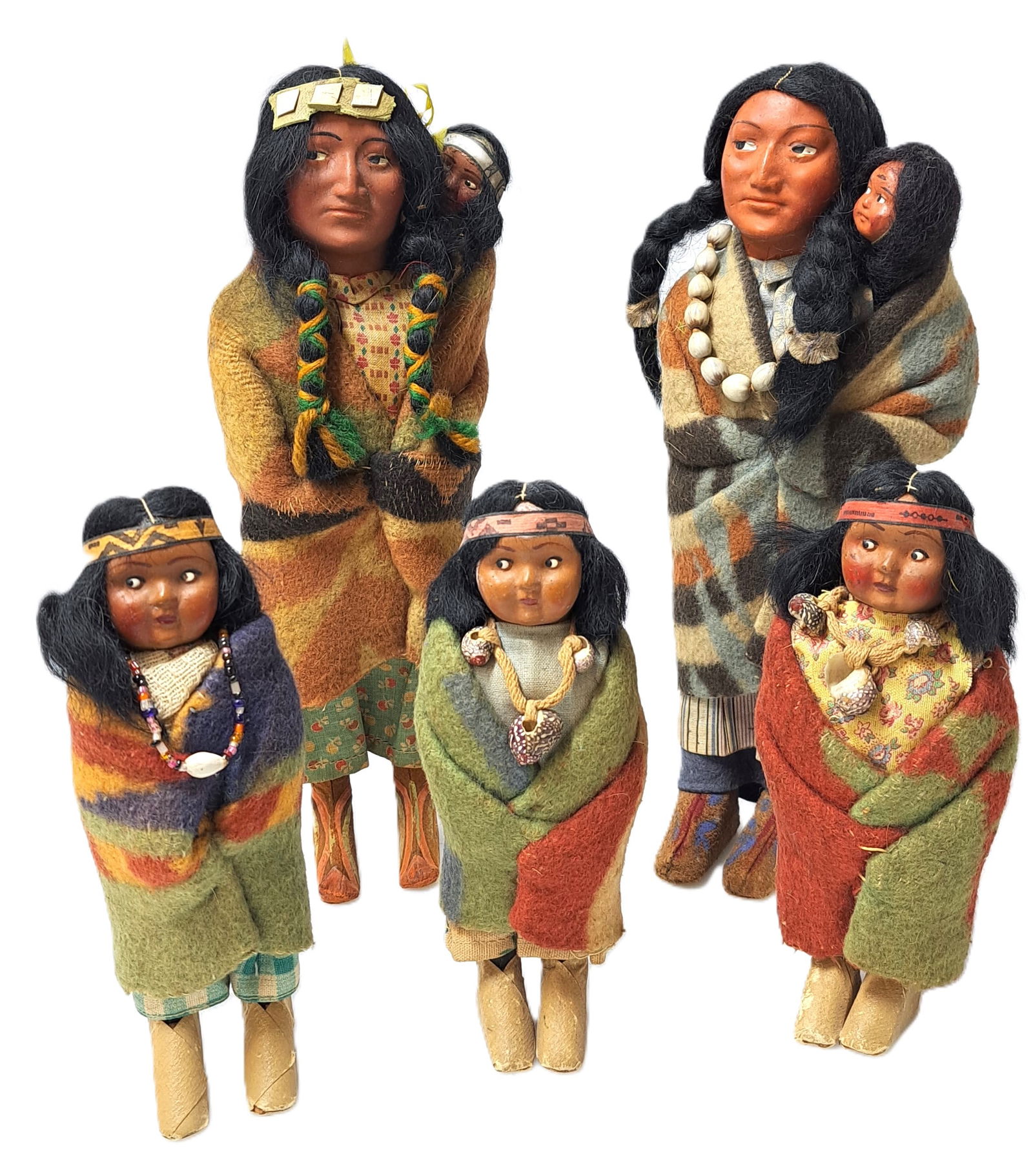 Collection 5 Skookum Dolls Vintage Native American Subject 6.5 to 10.5 inches (1 of 9)