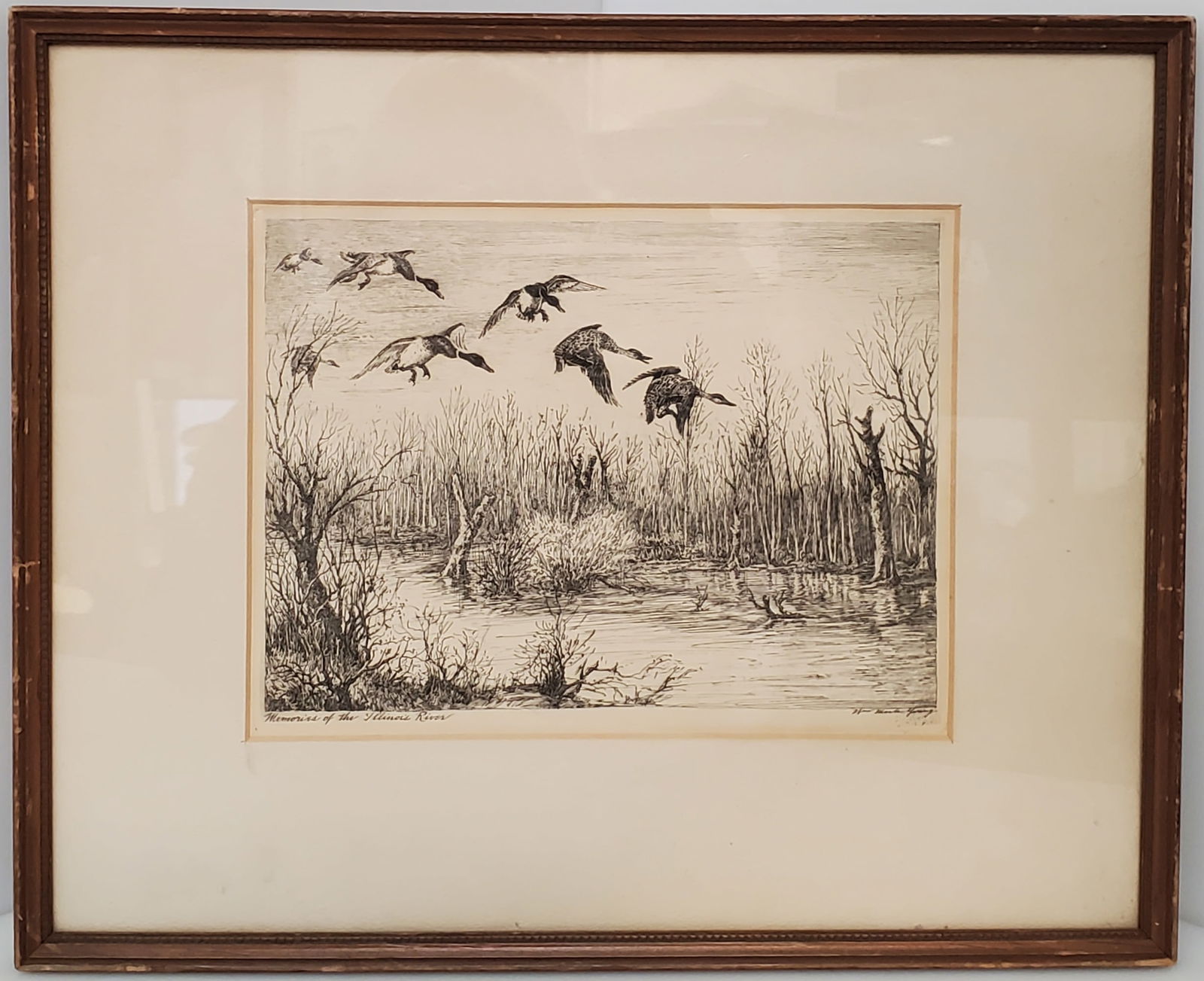 William Mark Young Memories of Illinois River Ducks Etching (1 of 6)