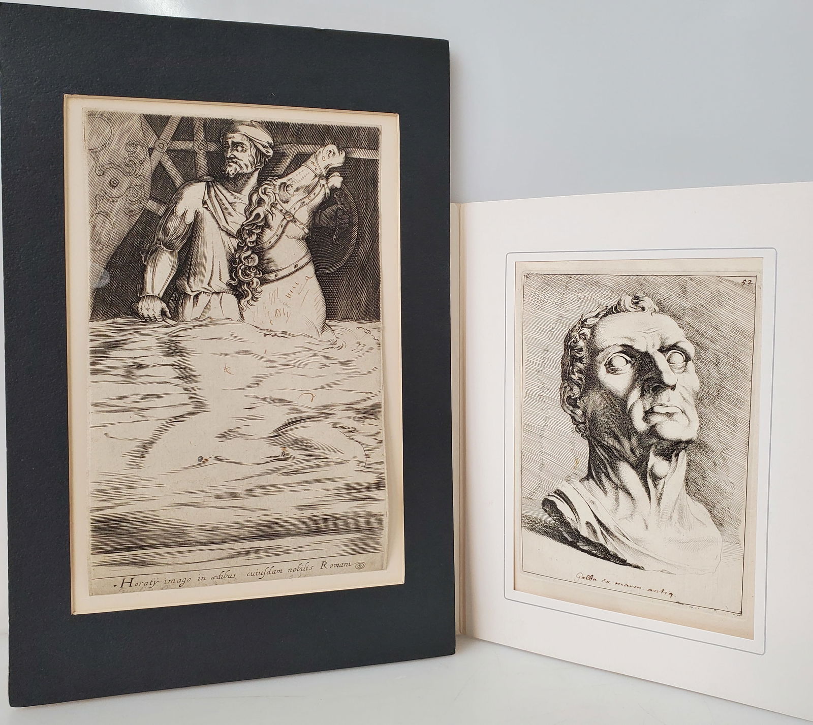 Classical Roman Etchings Relief of Horatius on Horseback Portrait Bust Emperor Galba After Jan de B: Described By:Michelle 2024X Title:Classical Roman Etchings Relief of Horatius on Horseback Portrait Bust Emperor Galba After Jan de Bisschop Dutch Description: Classical Roman Etchings Relief of Horat