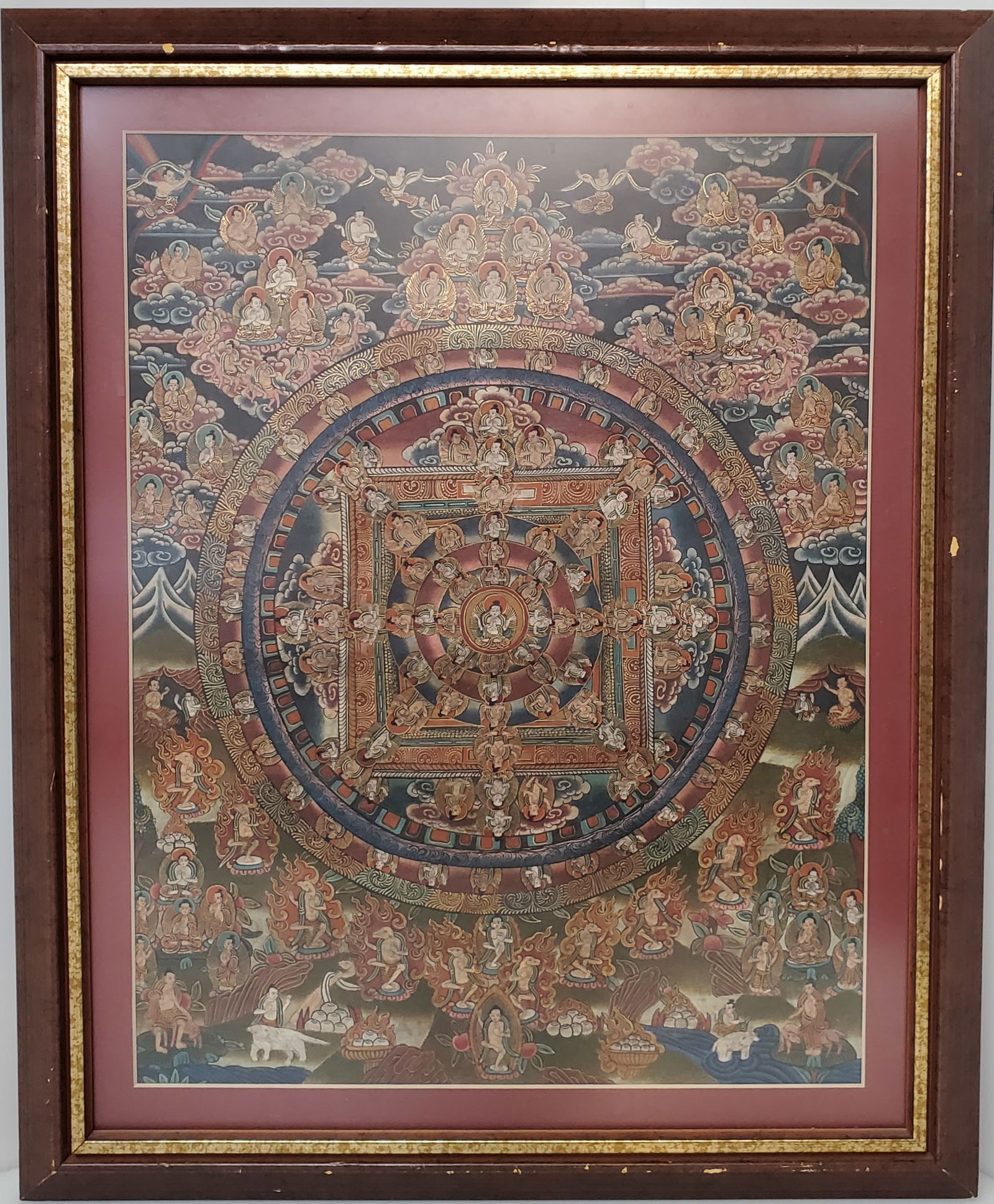 Antique Buddhist Handpainted Mandala Thangka Painting Vintage (1 of 9)