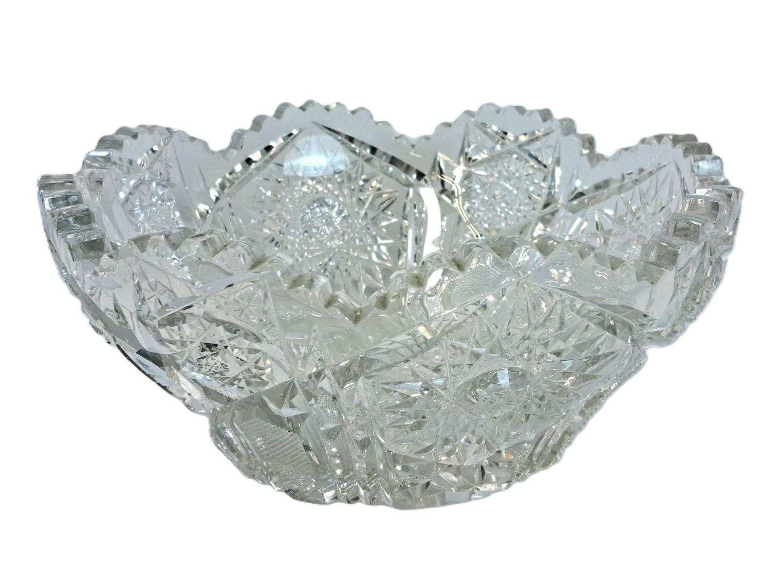 ABP American Brilliant Antique Cut Glass Crystal Centerpiece Bowl 7.75in: Described by:AF HFA VX NOD Title:ABP Antique Cut Glass Crystal Centerpiece Bowl 7.75in Description: ABP Antique Cut Glass Crystal Centerpiece Bowl 7.75in Condition: No cracks or major chips. A f