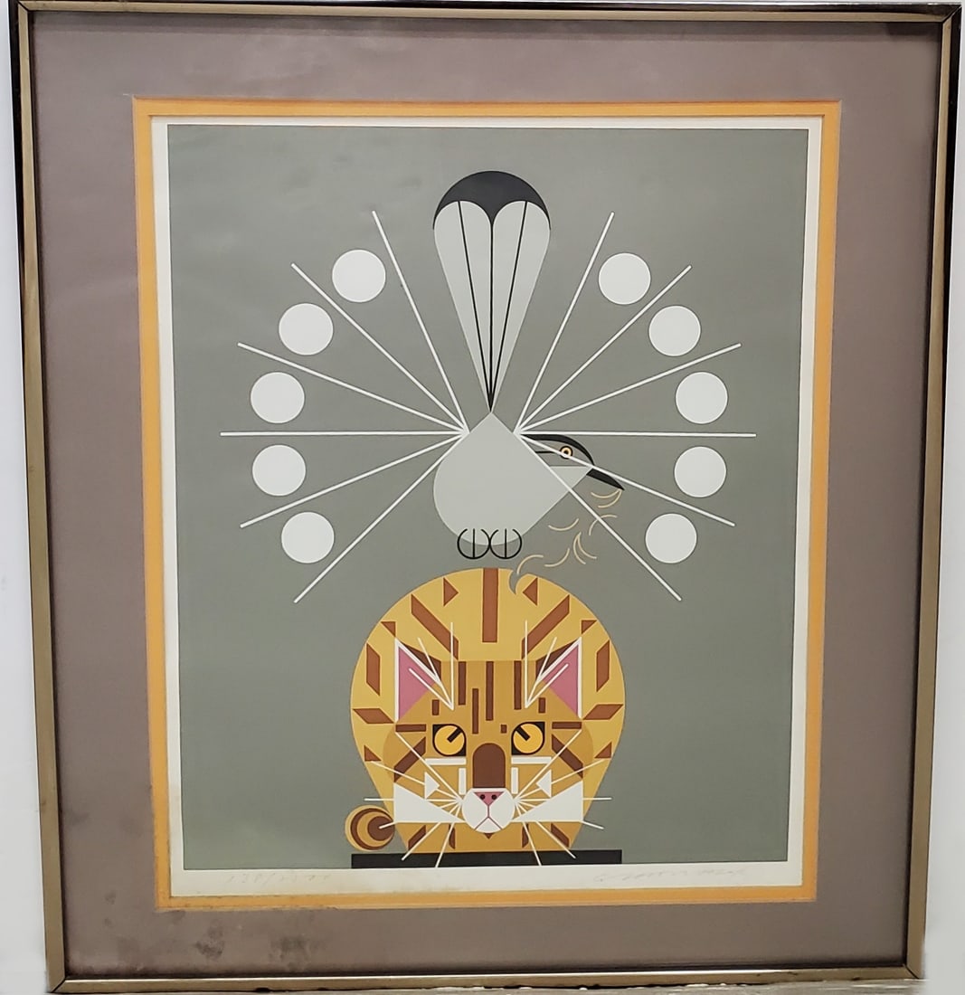 Signed Charley Charles Harper Catnip Cat Mockingbird Serigraph to Fix ed2000 (1 of 5)