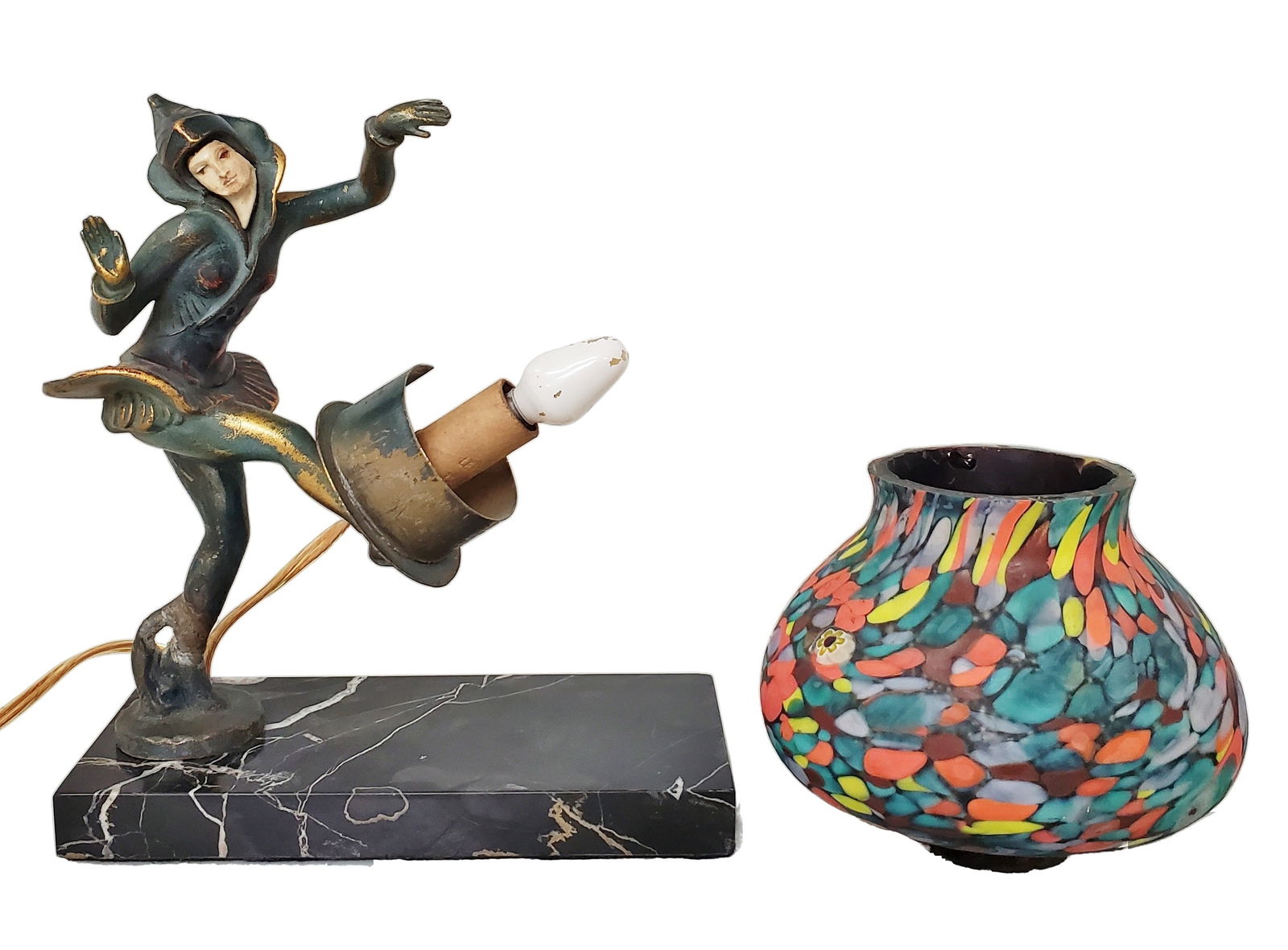 JB Hirsch Gerdago Style Pixie Art Deco Lamp Millefiori Glass Shade Estate Discovery (1 of 9)