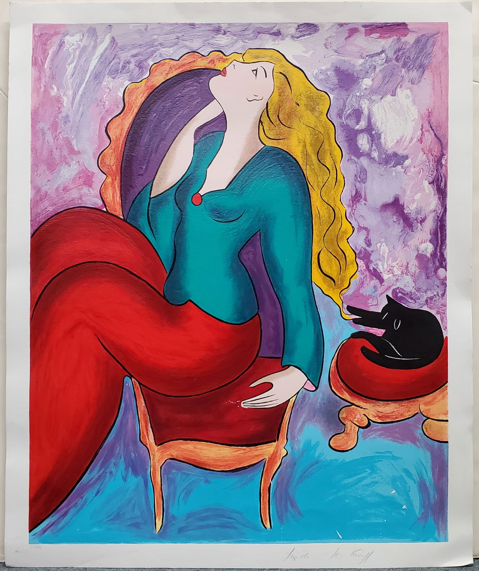 Linda Le Kinff Color Serigraph Michelle Lady with Cat Limited Edition Print: Described By:Michelle 2024X Title:Linda Le Kinff Color Serigraph Michelle Lady with Cat Limited Edition Print Description: Linda Le Kinff Color Serigraph Michelle Lady with Cat Limited Edition Print S