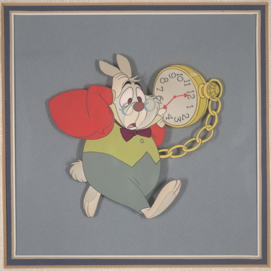 Alice in Wonderland: The White Rabbit Walt Disney P: Alice in Wonderland: The White Rabbit Walt Disney Productions 1951 Sold on Behalf of the University of South Florida Libraries Museum Charles Mahan Collection of Original Animation Cels Description: C