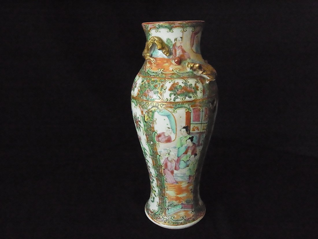 Famaille Rose Medallion Pottery Porcelain Ceramic Vase: Famaille Rose Medallion Pottery Porcelain Ceramic Vase 11”Florida Gulf Coast Collection of Chinese, Japanese and Southeast Asian Pottery Porcelain Ivory Bronze Sculpture Furniture Textiles and Other
