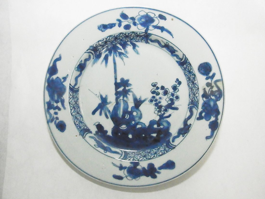 Antique Canton Chinese Export Ceramic Pottery Porc: Antique Canton Chinese Export Ceramic Pottery Porcelain Hand Painted Blue & White Plate Probably Quite Early Likely Chinese Possible Canton or Japanese Imari Related Appears to be Signed or Inscribed 
