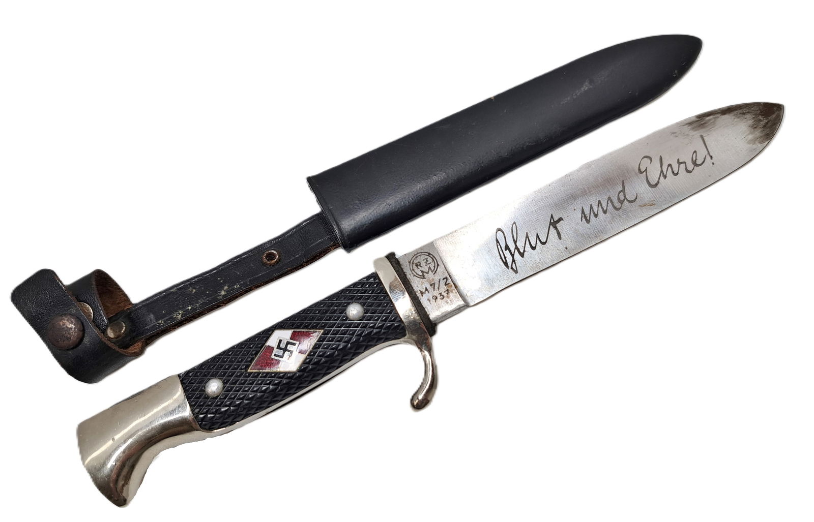 Rare German WWII Youth Knife Dagger 1937 w/ Scabbard And Motto Blood & Honor (1 of 8)