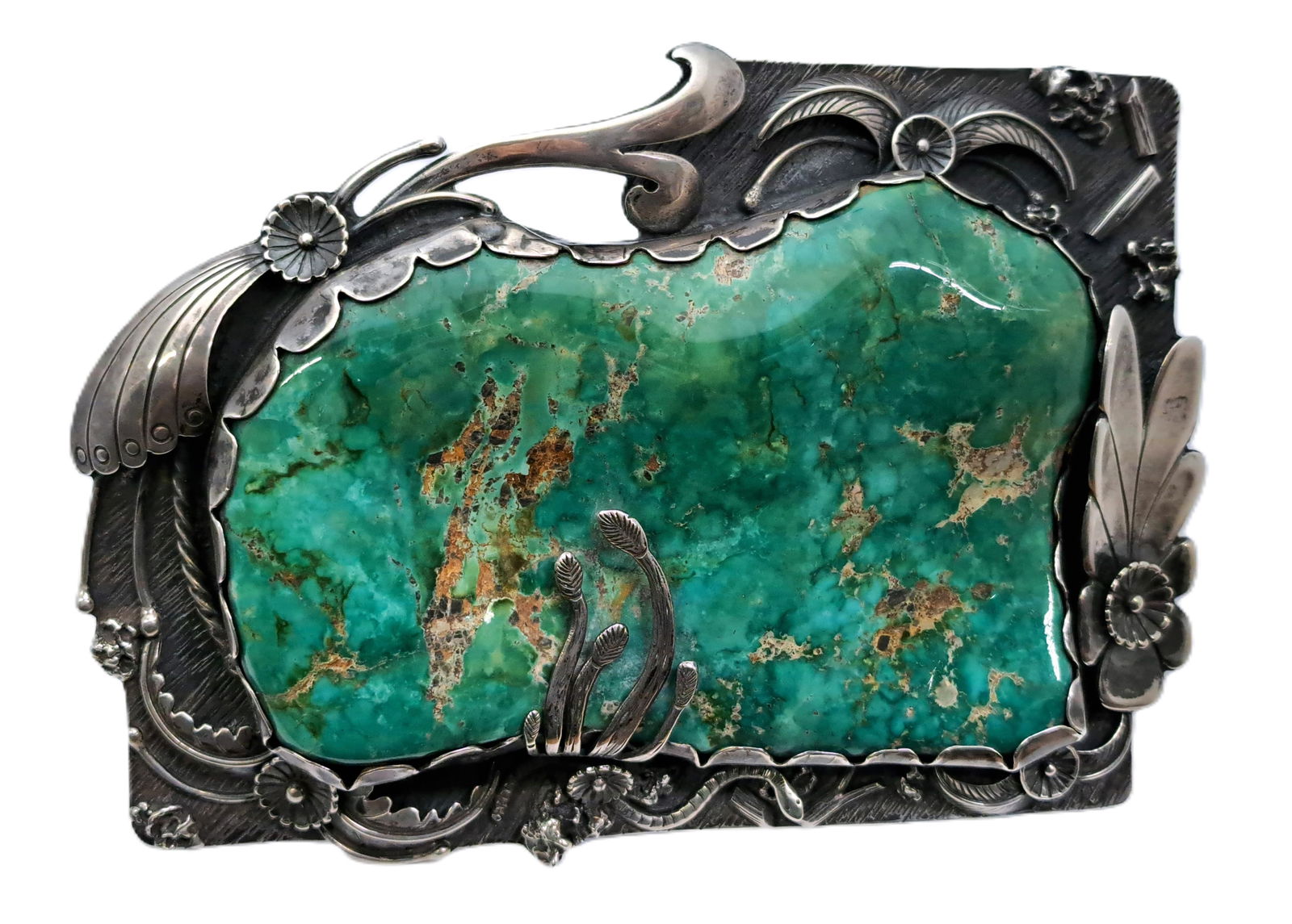 Monumental Carl Luthey Sterling Silver Navajo Native American Belt Buckle for Big Man (1 of 6)