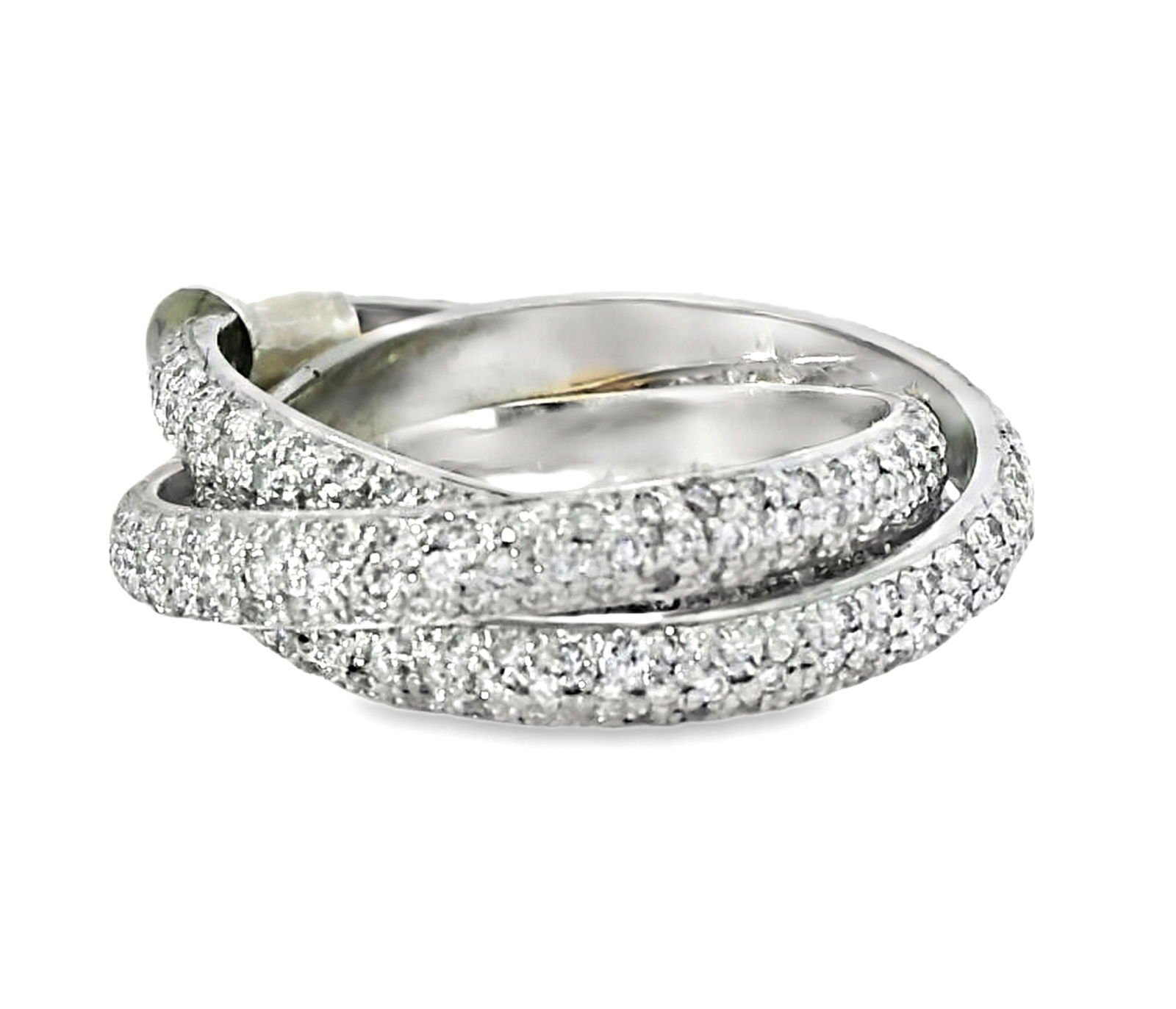 14k White Gold 2.25ctw Fine Diamond Pave Custom Triple Band Rolling Ring Size 7 (1 of 8)