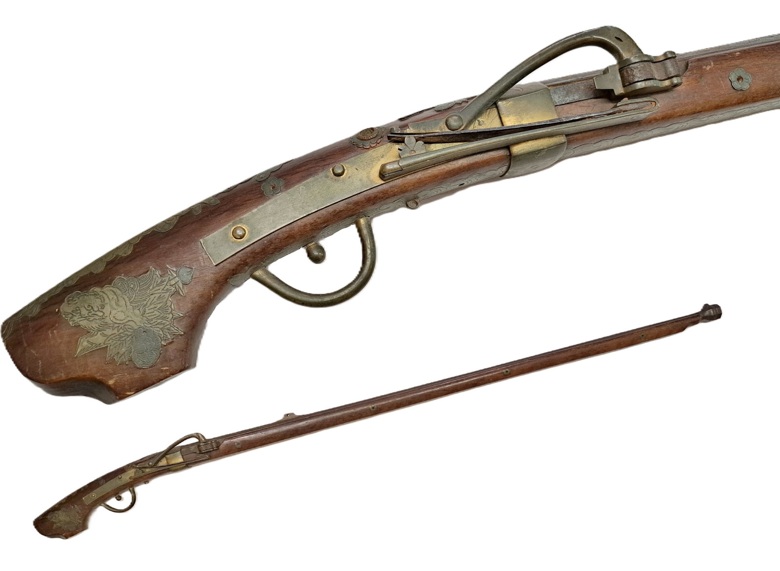 Very Rare Japanese Tanegashima Antique Matchlock Musket Rifle Samurai Firearm: Described By:Dillon 17522 NTDD Title:Very Rare Japanese Tanegashima Antique Matchlock Musket Rifle Samurai Firearm Description: Introduced to Japan by the Portuguese in the 16th century, the weapon is