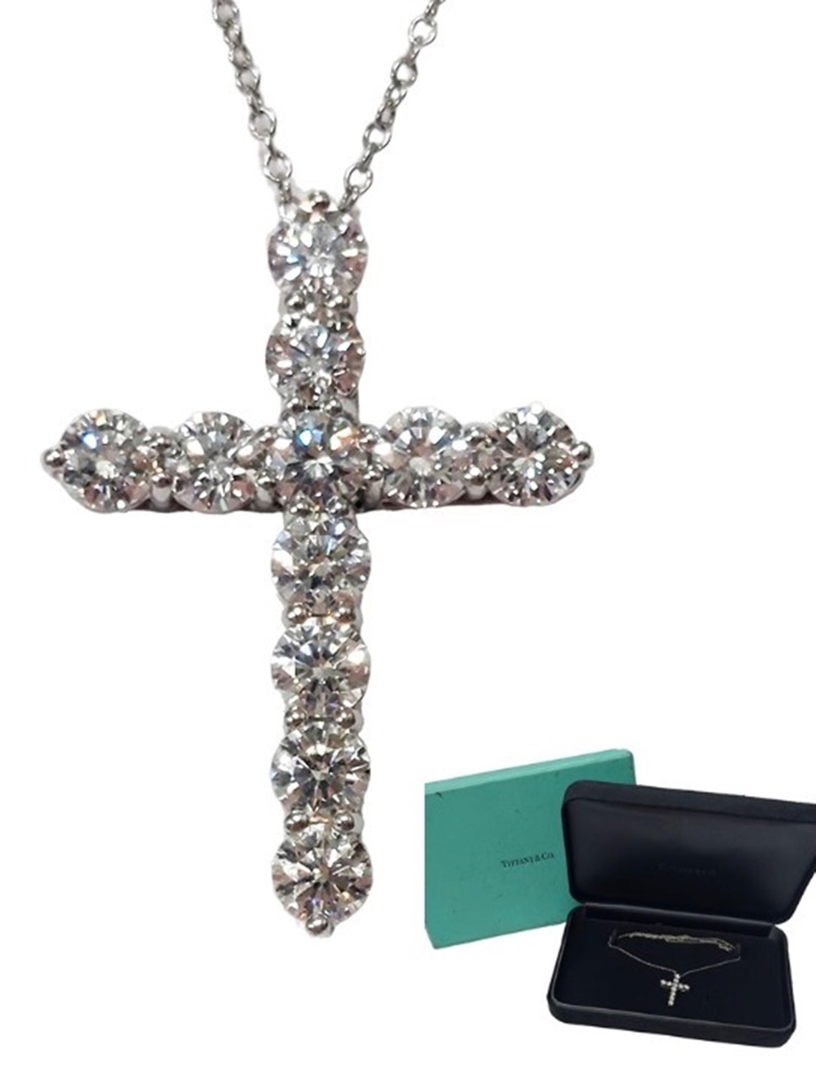 Tiffany & Co. Platinum 2ctw Fine Diamond Large Cross Necklace w/ Box Hess Fine Art (1 of 12)