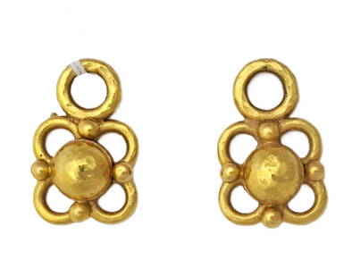 Elizabeth Locke 19k Gold Hand Hammered Dome Earring Jacket Enhancer Charms w Tag: Described & Photographed By: AF HFA 61990 NGED Title: Elizabeth Locke 19k Gold Hand Hammered Dome Earring Jacket Enhancer Charms w Tag Description:Elizabeth Locke 19k Gold Hand Hammered Dome Earring