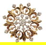 GIA 1.19ct Old Mine Center Diamond 18k Gold Circular Brooch Pin Pendant