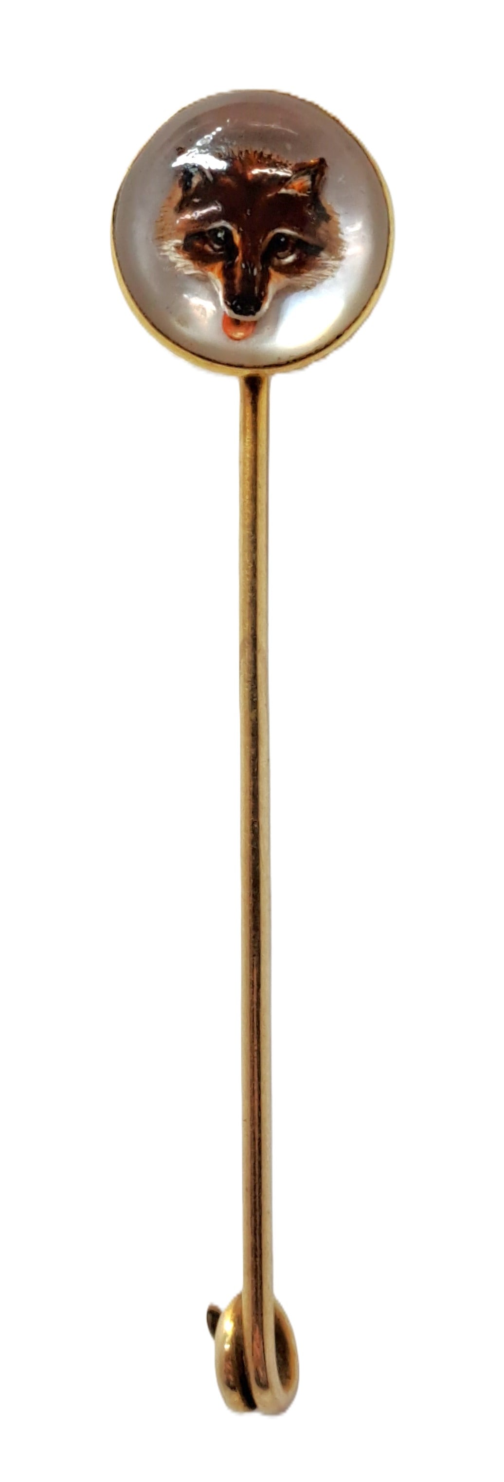 Antique 18k Yellow Gold Essex Crystal Fox Wolf Pin 5.5 Grams (1 of 7)