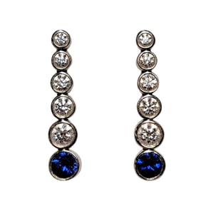 Rare Tiffany & Co Jazz Collection 950 Platinum 1.09ctw Natural Sapphire Fine Diamond Drop Earrings