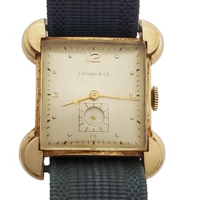 Tiffany & Co Mathey Tissot 14k Gold Heavy Art Deco Double Lug Mens Watch