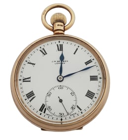 J.W. Benson London Solid Gold Antique Mens Running Pocket Watch