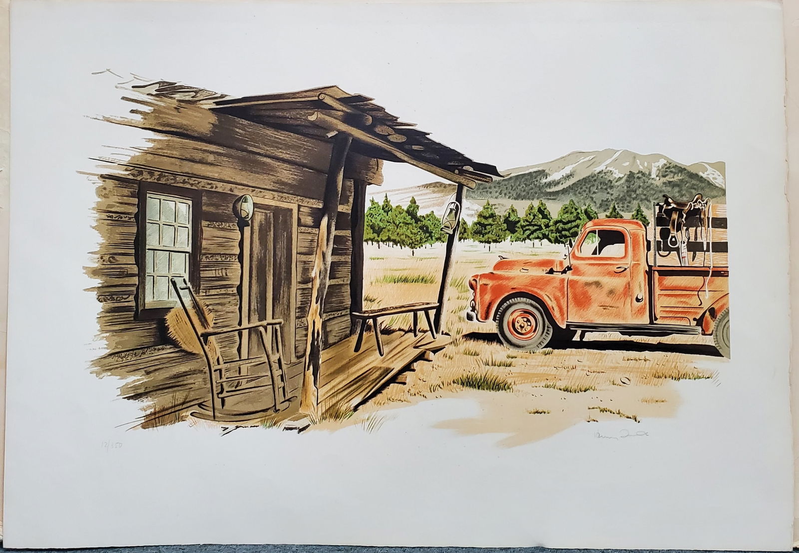 Limited Edition Henry Fonda Pencil Signed Red Truck Lithograph (1 of 6)