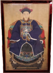 Huge 5ft Chinese Ancestor Ancestral Portrait Painting Antique
