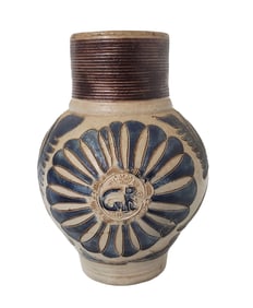 Westerwald Salt Glazed Stoneware George II 18c German Jug with Monogram