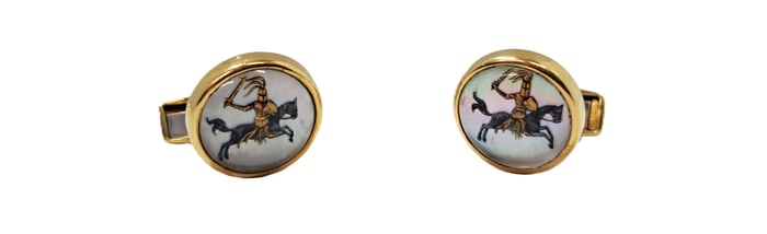 Maison Agry Rare 18k Gold Essex Crystal Order of St. George Mens Cufflinks