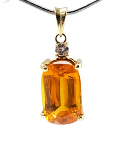 Incredible GIA 6.92ctw Natural Yellow Sapphire Diamond Ladies Pendant