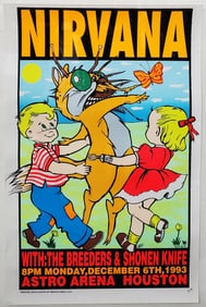 Nirvana Frank Kozik Signed Silkscreen 1993 Rock Concert Poster Breeders Shonen Knife