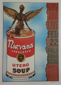 Nirvana In Utero Alessandro Locchi Signed Italy Poster 1994 Rock Concert