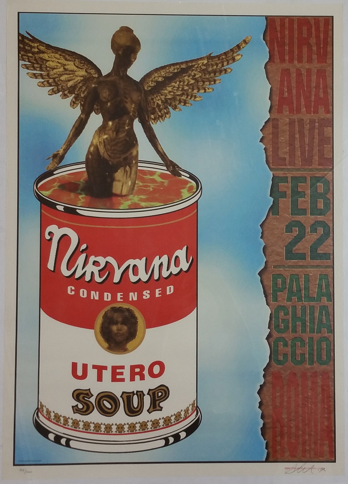 Nirvana In Utero Alessandro Locchi Signed Italy Poster 1994 Rock Concert (1 of 3)