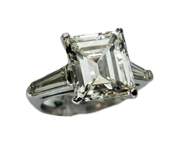 GIA 6ct Emerald Cut Diamond Ladies Massive Platinum Engagement Ring