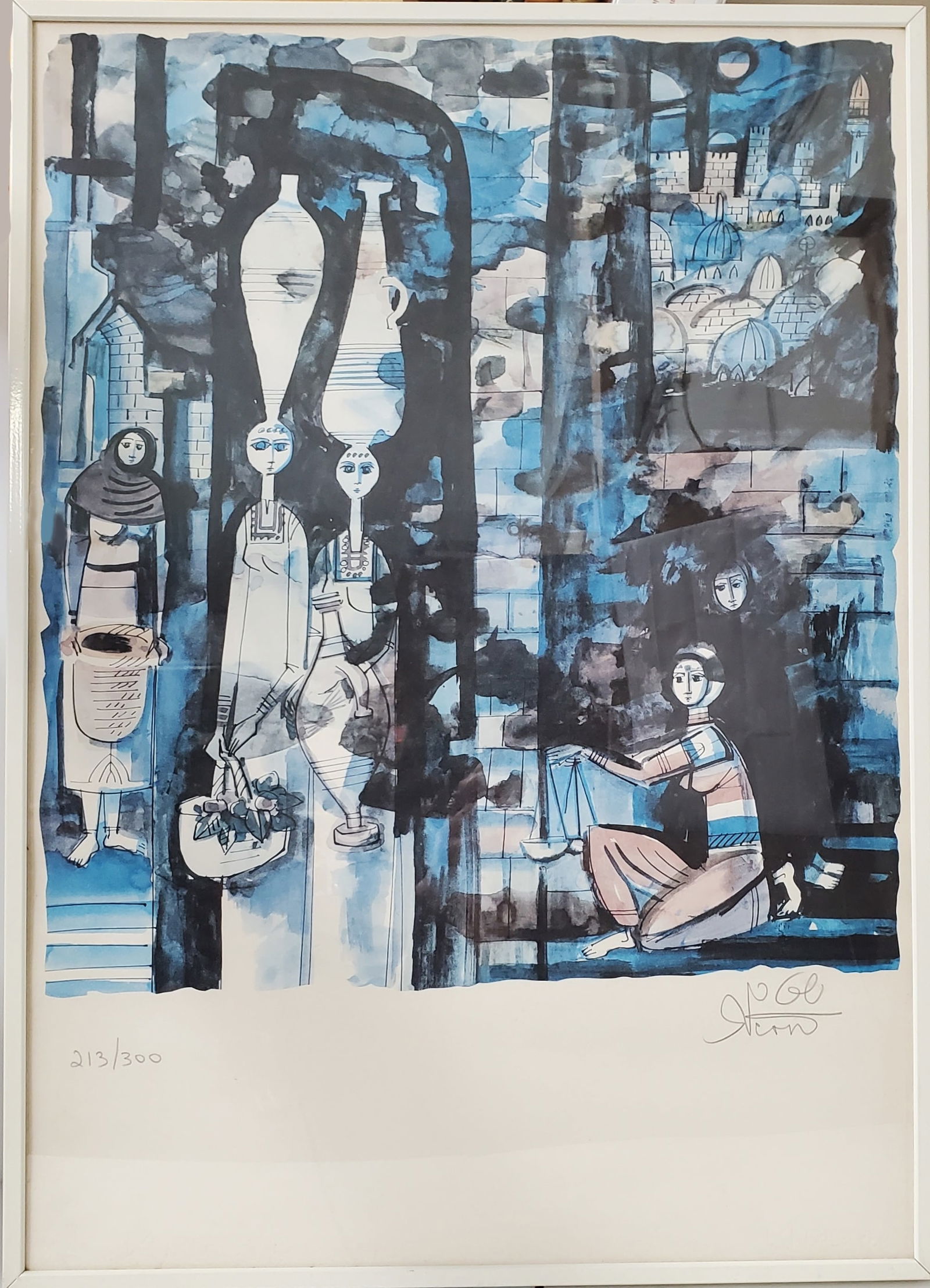 Signed Jossi Stern Israeli Holy Land Landscape Figure Offset Lithograph ed300 Hebrew Judaica Jewish (1 of 6)