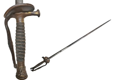 Model 1860 Civil War Era Army Staff Field Officers Sword W/ Eagle and Folding Shield c. 1860